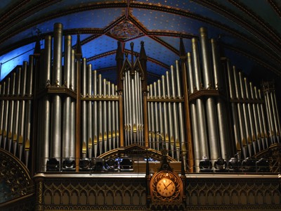 Groot pijporgel in de Basilique Notre-Dame in Montreal, Canada.