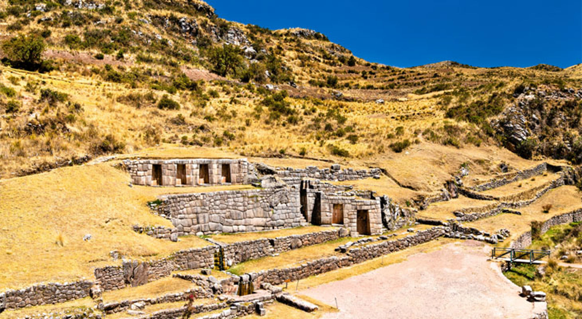 Inca-ruïnes van Chinchero in de Andes, Peru.
