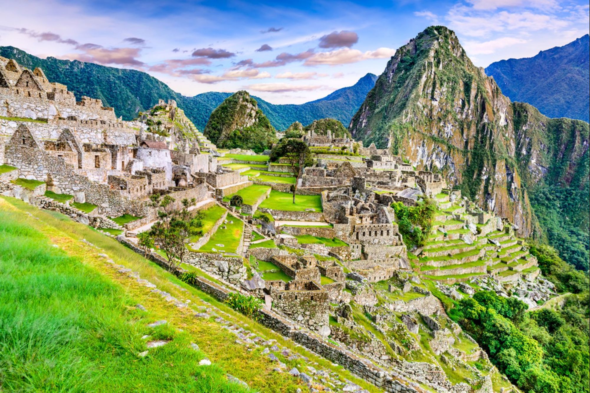 Machu Picchu, Inca-ruïnes in de Andes bij Cusco, Peru.