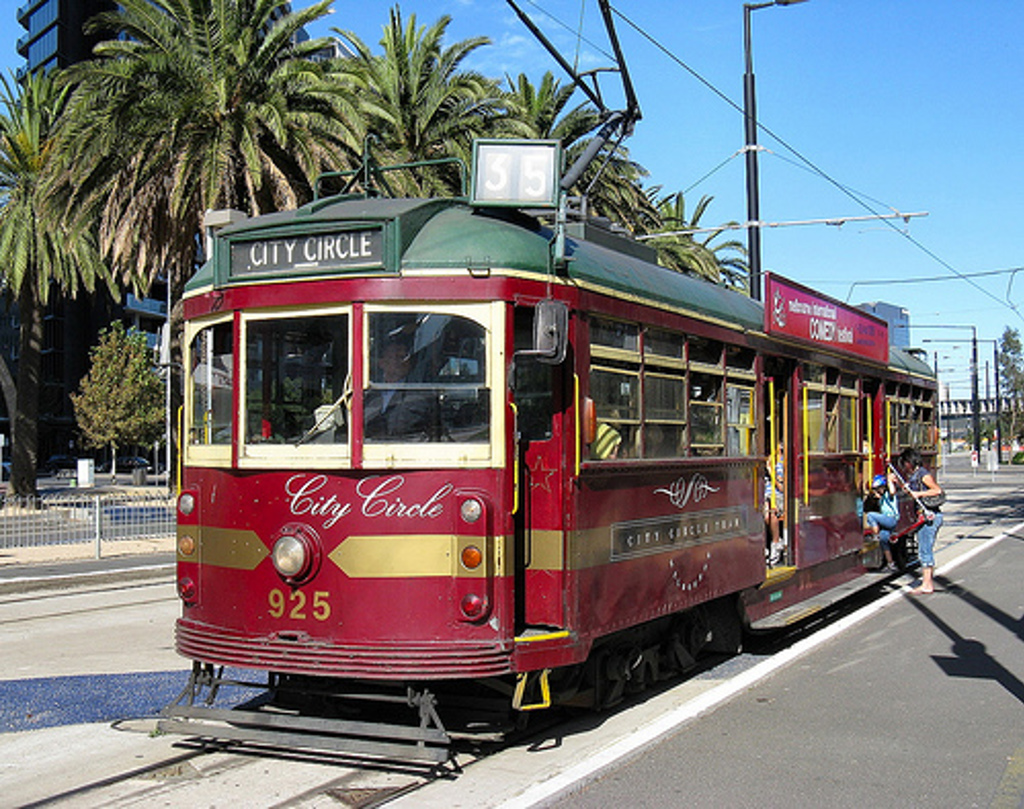 City Circle-tram in Melbourne tijdens rondreis Australië kampeer- en hotelreis.