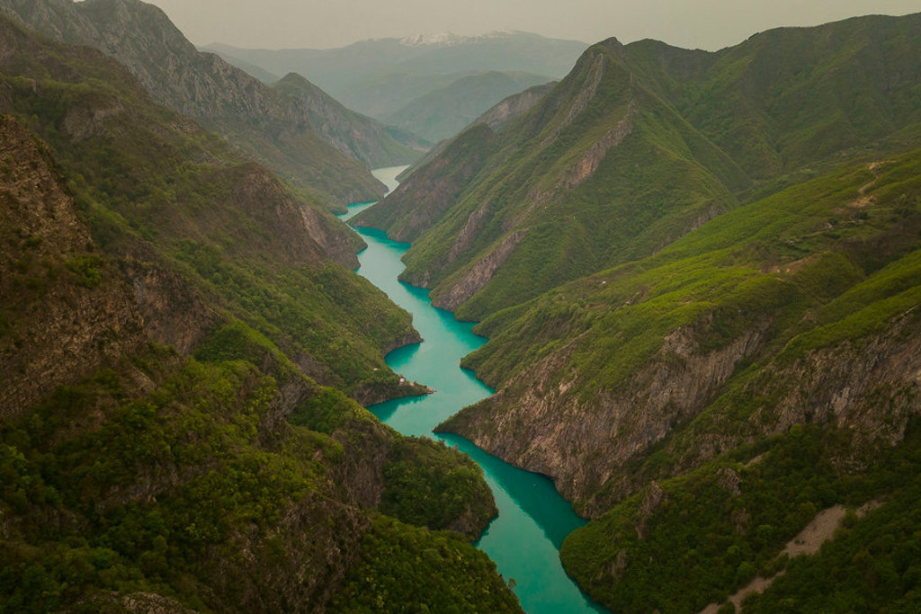 Turquoise rivier in de Tara-kloof, Montenegro, omringd door groene bergen tijdens Familiereis Zuid-Oost Europa.