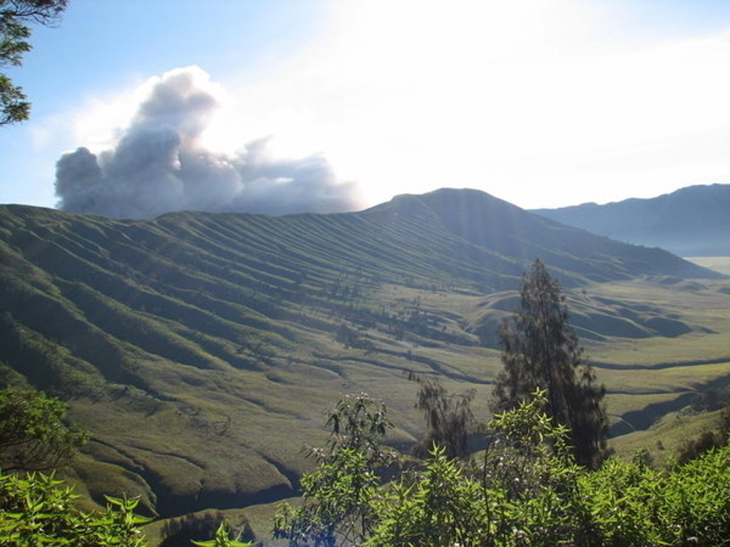 Groene heuvels en vulkanisch landschap op Java tijdens de groepsrondreis Java & Bali.