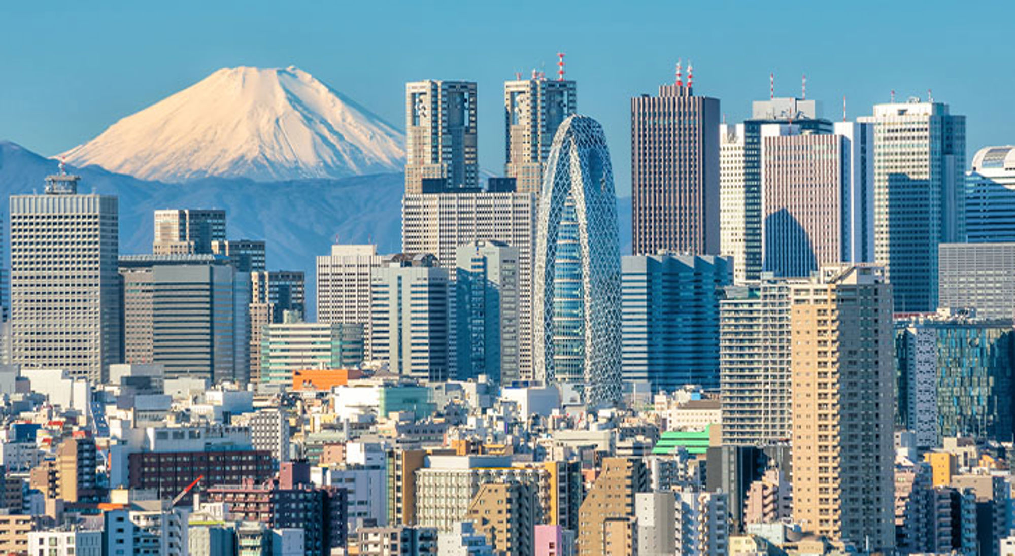 Tokyo skyline Skyline van Tokio met Mount Fuji op de achtergrond.