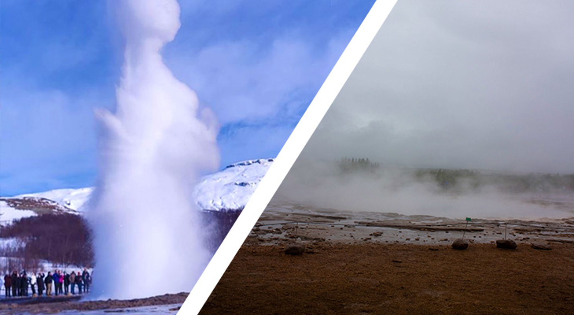 Geysir geiser Geyser die water en stoom de lucht in spuit in een geothermisch landschap.