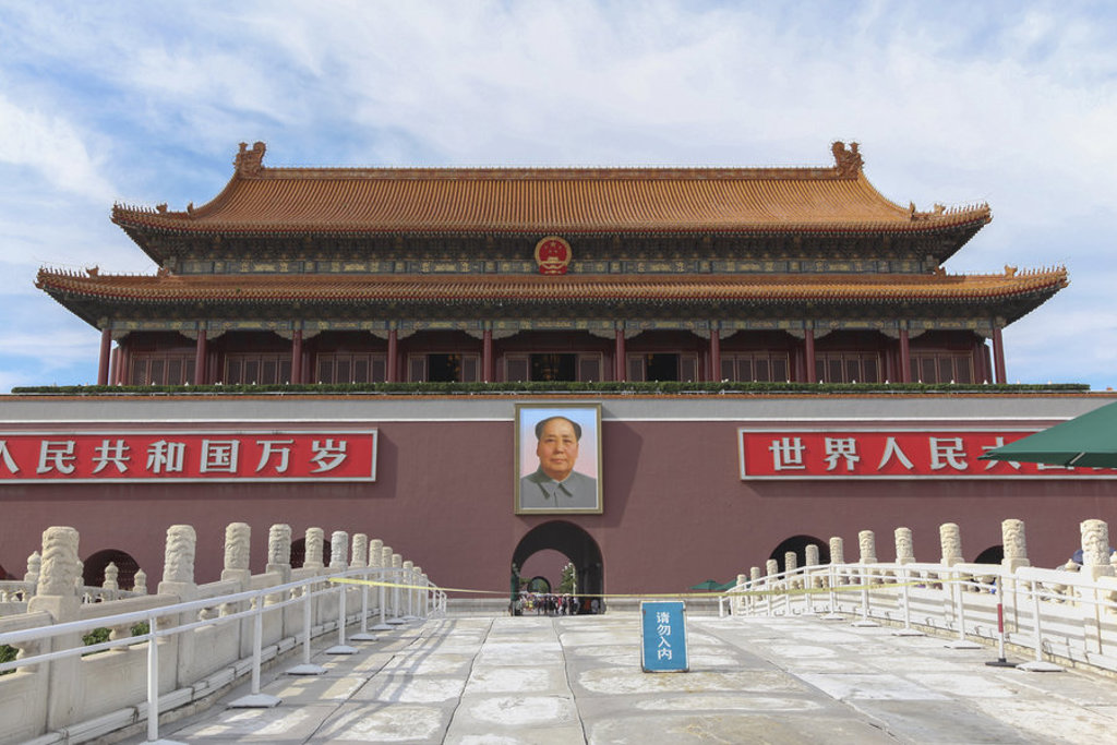 Tiananmenpoort bij het Plein van de Hemelse Vrede in Beijing, China.