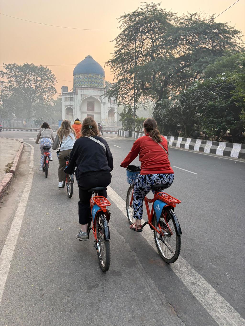 Groep reizigers bij de Taj Mahal in Agra tijdens een 22-35ers reis India.
