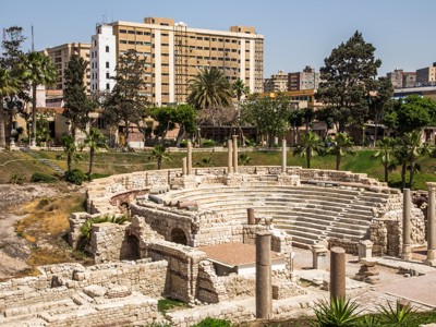 Romeins amfitheater Kom el-Dikka in Alexandrië, Egypte.