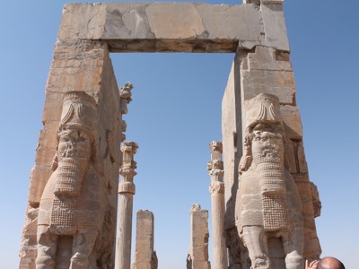 Poort van Alle Naties met stenen wachters in Persepolis, Iran.