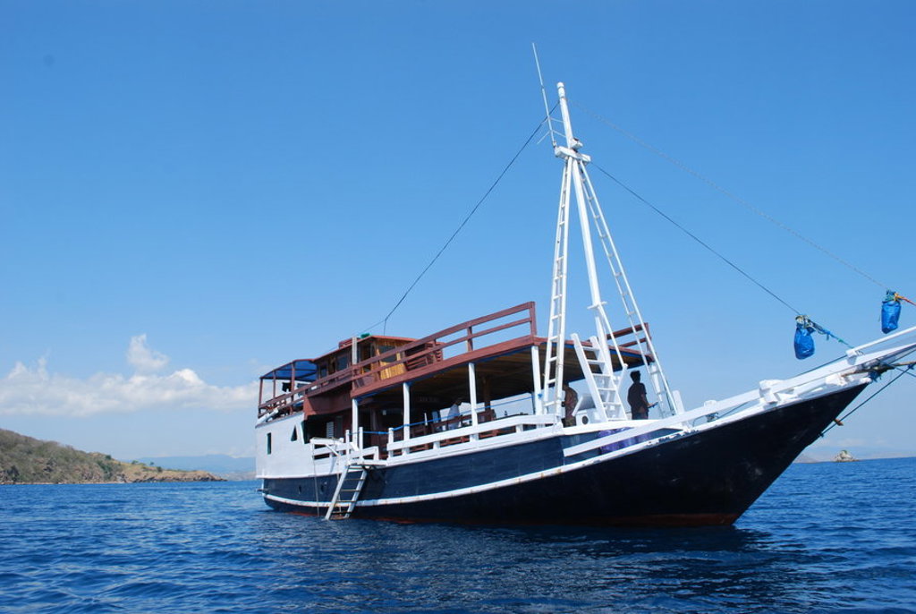 Traditionele boot op zee bij de Kleine Sunda Eilanden in Indonesië tijdens een familiereis.