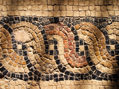 Mozaïek met een pauw uit een archeologische opgraving op Cyprus.