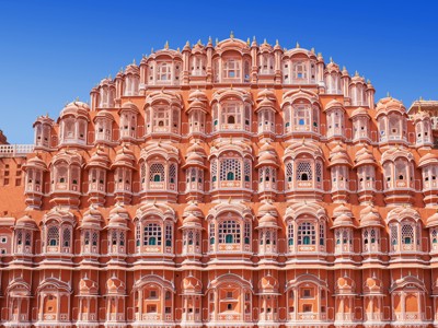 Hawa Mahal (Paleis van de Winden) in Jaipur, onderdeel van de route India.